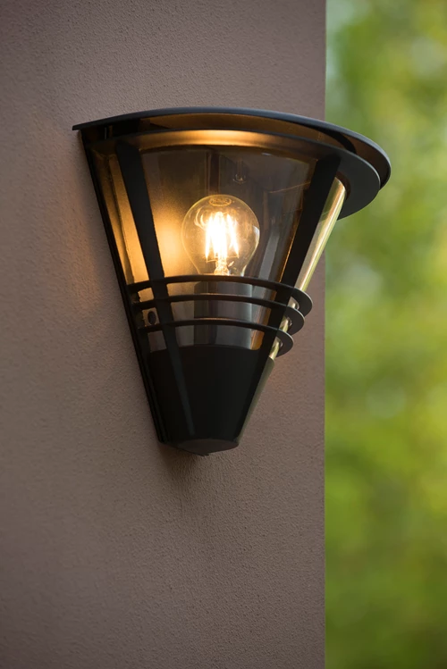 Lucide LIVIA - Wandleuchte Innen/Außen - 1xE27 - IP44 - Schwarz - Atmosphäre 1